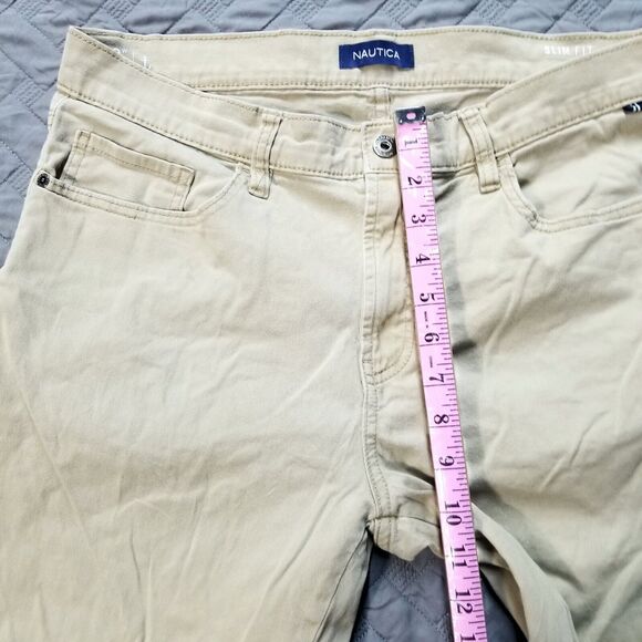 Nautica Jeans Mens 33x30 Brown Slim Fit Stretch Medium Wash Denim Button Zip - Picture 7 of 11